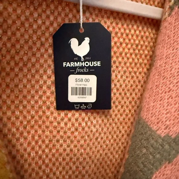 Davi & Dani NWT Hippie Bohemian Pink Floral Knit Coatigan, L - Picture 8 of 10